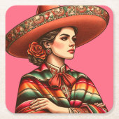 ヒスパニック伝統ラティンサラペパーティー賛成 スクエアペーパーコースター (正面)