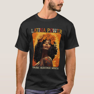 ヒスパニック伝統ラテンアメリカ系女性パワー花女性 Tシャツ