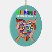 ヒスパニック伝統月すべての国ハート手 セラミックオーナメント (右)