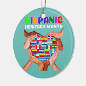 ヒスパニック伝統月すべての国ハート手 セラミックオーナメント (左)
