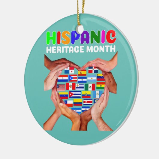 ヒスパニック伝統月すべての国ハート手 セラミックオーナメント (左)