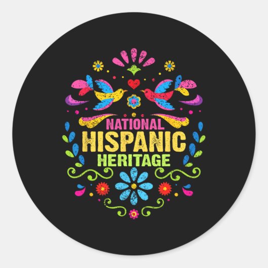 ヒスパニック伝統月すべての国ハート手 ラウンドシール (正面)