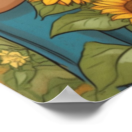 ヒスパニック伝統月ひまわり花家族ママ男の子 ポスター (角)