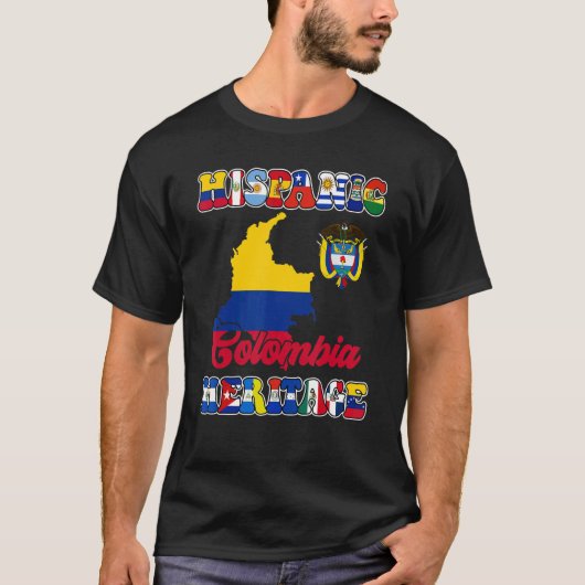 ヒスパニック伝統月コロンビア国旗 Tシャツ (正面)