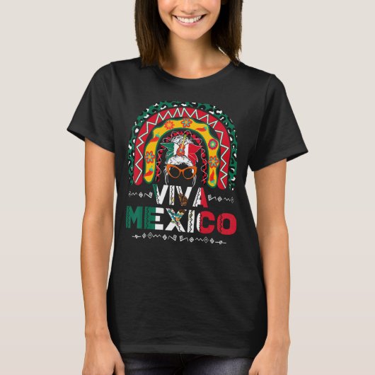 ヒスパニック伝統月シャツヴィバメキシコメキシコ Tシャツ (正面)