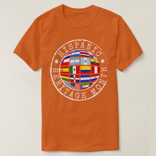 ヒスパニック伝統月スタンプLatino Countries Fla Tシャツ (デザイン正面)