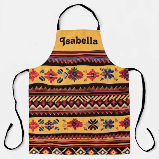 ヒスパニック伝統月フォークアートパターン（の模様が）ある エプロン (正面)