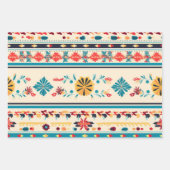 ヒスパニック伝統月フォークアートパターン（の模様が）ある ラッピングペーパーシート (正面3)