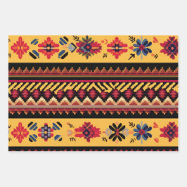 ヒスパニック伝統月フォークアートパターン（の模様が）ある ラッピングペーパーシート