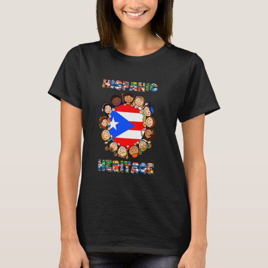 ヒスパニック伝統月プエルトリコ国旗Boricua Tシャツ (正面)