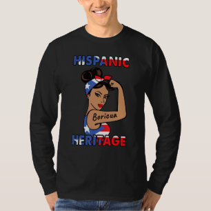 ヒスパニック伝統月プエルトリコ青年女性 Tシャツ