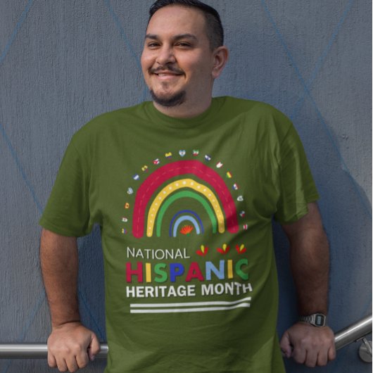 ヒスパニック伝統月ボホレインボー&フラッグ Tシャツ