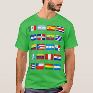 ヒスパニック伝統月ラティーノすべての国フラグ Tシャツ
