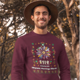 ヒスパニック伝統月ラティーノフラッグスサンフラワーデ スウェットシャツ