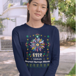 ヒスパニック伝統月ラティーノフラッグスサンフラワーデ Tシャツ