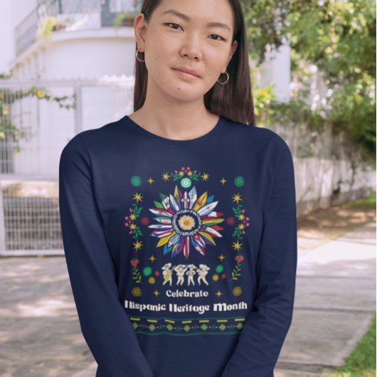 ヒスパニック伝統月ラティーノフラッグスサンフラワーデ Tシャツ