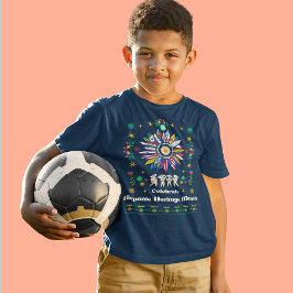 ヒスパニック伝統月ラティーノフラッグスサンフラワーデ Tシャツ