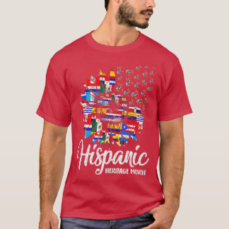 ヒスパニック伝統月ラティーノ国フラッグスサン Tシャツ