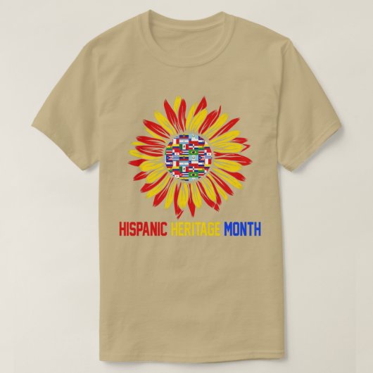 ヒスパニック伝統月ラティーノ国フラッグスサン Tシャツ (デザイン正面)