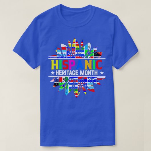ヒスパニック伝統月ラティーノ国フラッグスサン Tシャツ (デザイン正面)