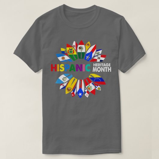ヒスパニック伝統月ラティーノ国フラッグスサン Tシャツ (デザイン正面)