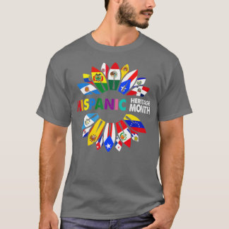 ヒスパニック伝統月ラティーノ国フラッグスサン Tシャツ