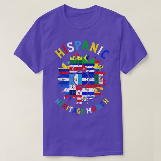 ヒスパニック伝統月ラティーノ国フラッグスサン Tシャツ (デザイン正面)