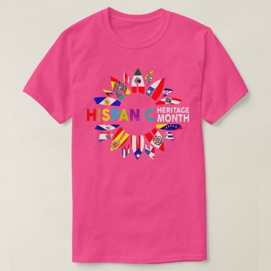 ヒスパニック伝統月ラティーノ国フラッグスサン Tシャツ (デザイン正面)