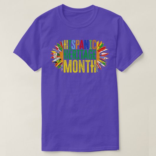 ヒスパニック伝統月ラティーノ国フラッグスサン Tシャツ (デザイン正面)