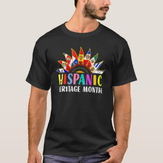 ヒスパニック伝統月ラティーノ国フラッグスサン Tシャツ