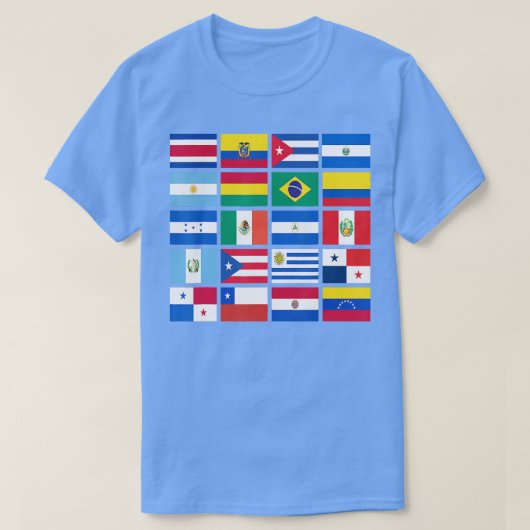 ヒスパニック伝統月ラテン国旗すべての国 Tシャツ (デザイン正面)