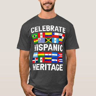 ヒスパニック伝統月ラテン国旗すべての国 Tシャツ
