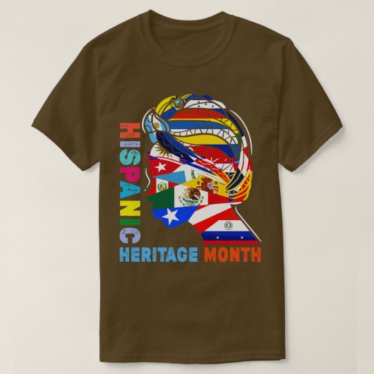 ヒスパニック伝統月ラテン系の国々フラッグプロ Tシャツ (デザイン正面)