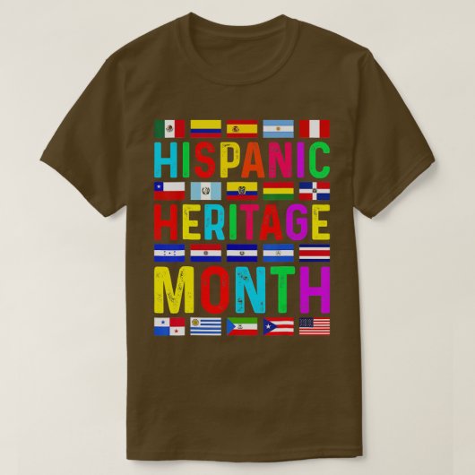 ヒスパニック伝統月国立ラティーノ諸国 Tシャツ (デザイン正面)