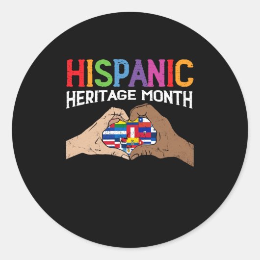 ヒスパニック伝統月手ハートフラグ ラウンドシール (正面)