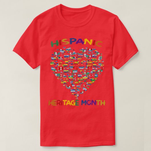 ヒスパニック伝統月2021すべての国フラグC Tシャツ (デザイン正面)