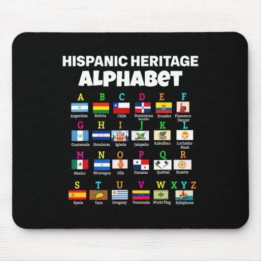 ヒスパニック国旗のアルファベット先生教育用La マウスパッド (正面)