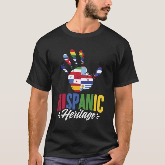 ヒスパニック国旗Hands Latino Country Hispanic Herit Tシャツ (正面)