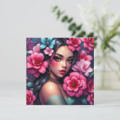 ヒスパニック系の美しいアニメ女性 カード (スタンド正面)