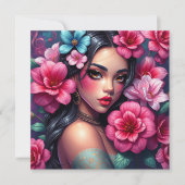 ヒスパニック系の美しいアニメ女性 カード (正面)