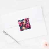 ヒスパニック系の美しいアニメ女性 スクエアシール (封筒)