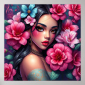 ヒスパニック系の美しいアニメ女性 ポスター (正面)