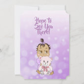 ヒスパニック系の赤ちゃんの女の子とテディベアの赤ちゃんのショー 招待状 (裏面)