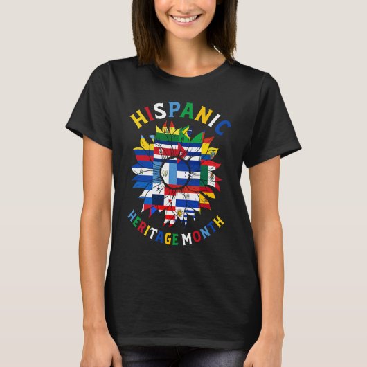 ヒスパニック系アメリカ人の文化遺産月間 向日葵 全ての国の Tシャツ (正面)