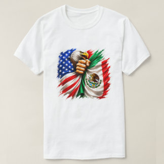 ヒスパニック系アメリカ人の遺産月間 アメリカ メキシコ フラッグ Tシャツ
