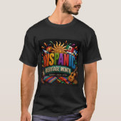 ヒスパニック系アメリカ人の遺産月間 3D カラフルな文化的誇り Tシャツ (正面)