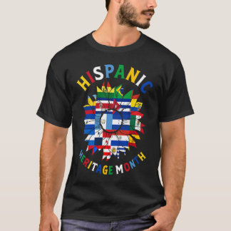 ヒスパニック・ヘリテージ・ムーン ひまわり すべての国 F Tシャツ