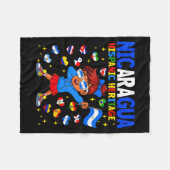 ヒスパニック・ヘリテージ・ムーン ニカラグア国旗 ニカラグア人 フリースブランケット (正面(横))