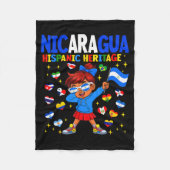 ヒスパニック・ヘリテージ・ムーン ニカラグア国旗 ニカラグア人 フリースブランケット (正面)