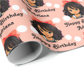 ヒスパニパーソナライズされたックガール誕生日 ラッピングペーパー (ロールコーナー)